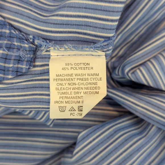 Van Heusen Men's Blue and White Striped Shirt, Size L - Picture 6 of 6
